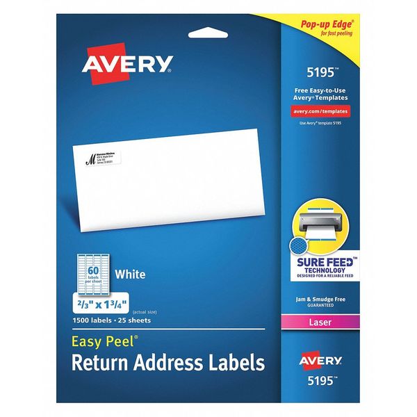Return Address Labels, 30Up, White, PK1500
