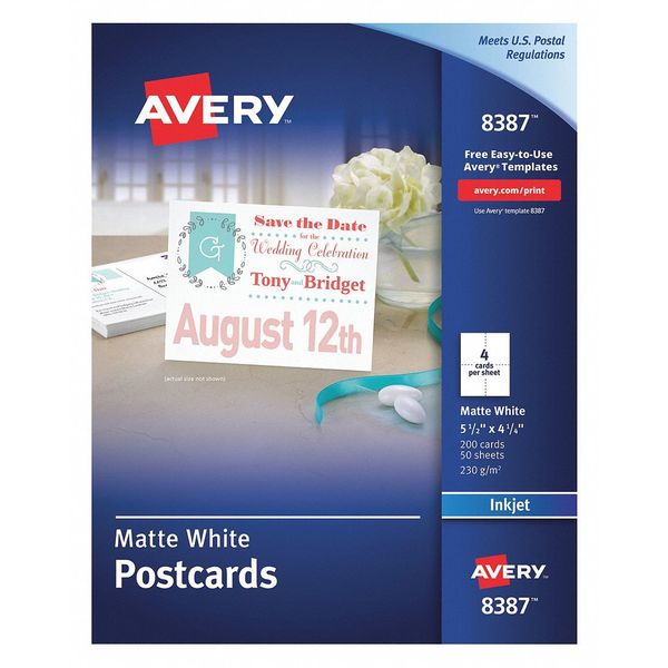 Inkjet Printable Postcards, 50 Sheets, Pk200