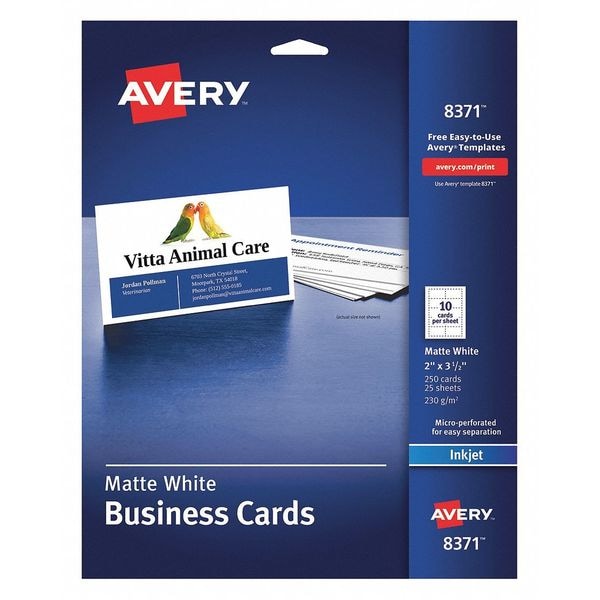 Business Cards, Inkjet, 2x3.5, PK250