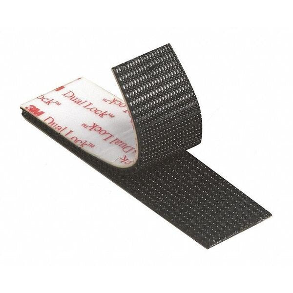 Reclosable Fastener, Rubber Adhesive, 5 yds, 1 in Wd, Black, 5 PK