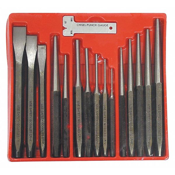 Punch/Chisel Set, 16 pcs., Punching, CR-V