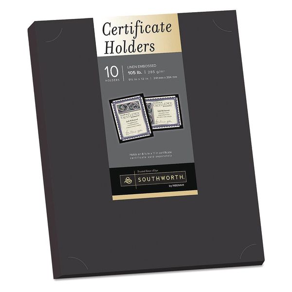 Certificate Holder, Black, Linen, PK10