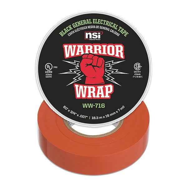 Electrical Tape, Vinyl, 7 mil, Orange