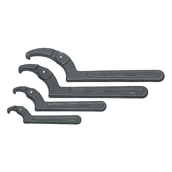 Williams Spanner Wrench Set, Adj. Hook, 4 Pieces