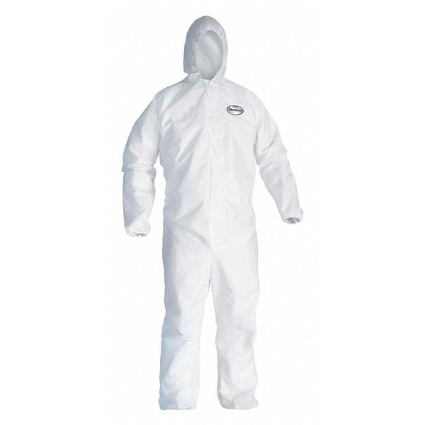 Hooded Disposable Coverall, 25 PK, White, Microforce SMS, Zipper