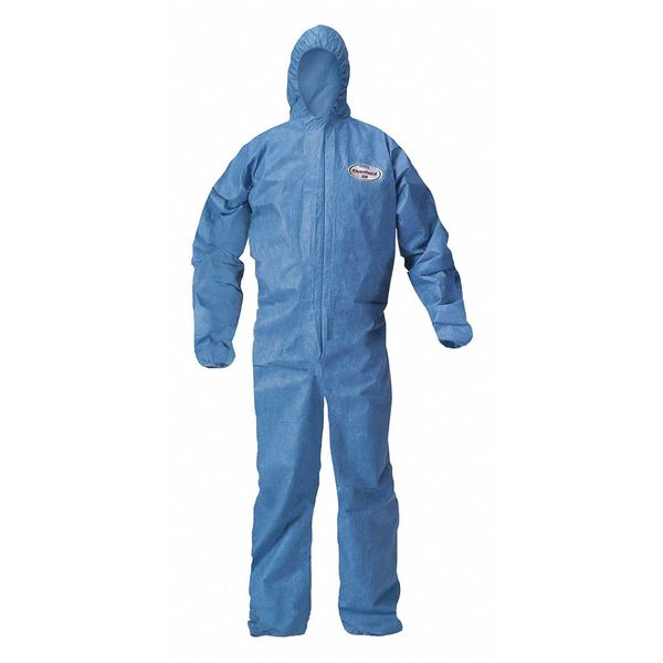 Hooded Disposable Coverall, 24 PK, Blue, SMMMS, Zipper