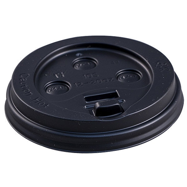 Disp Hot Cup Lid, 10 oz-20 oz, BLK, PK1000