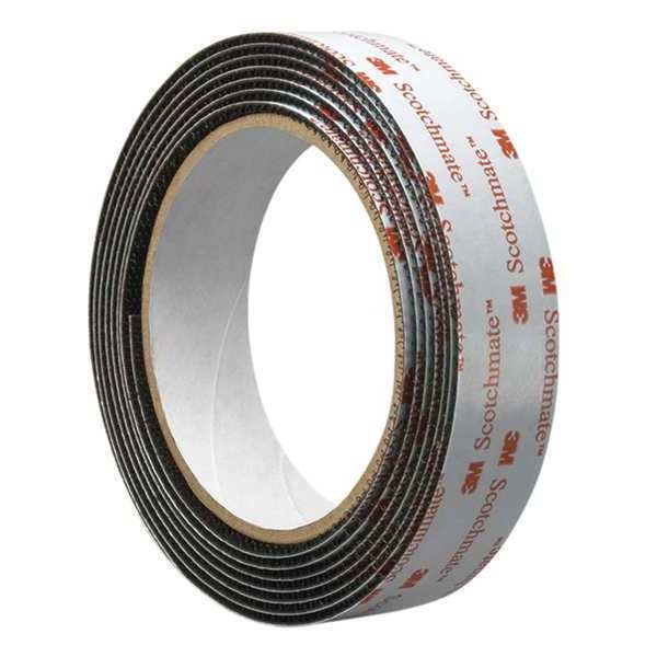 Reclosable Fastener, Rubber Adhesive, 50 yds, 3/4 in Wd, Black, 10 PK