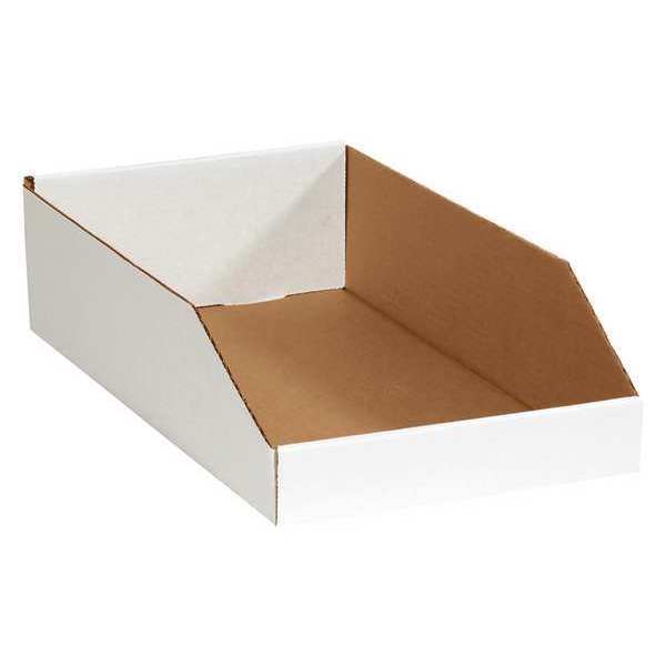 Open Top Storage Bin, White, 10 in L x 18 in W, 25 PK