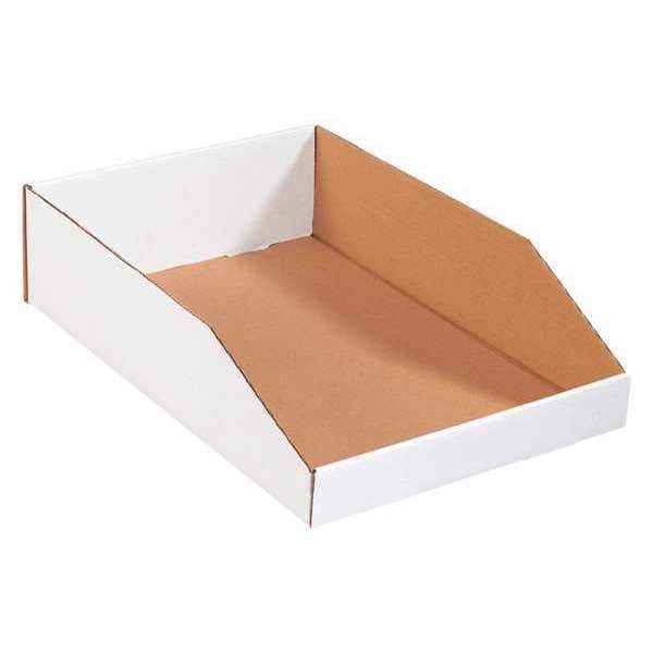 Open Top Storage Bin, White, 12 in L x 18 in W, 50 PK