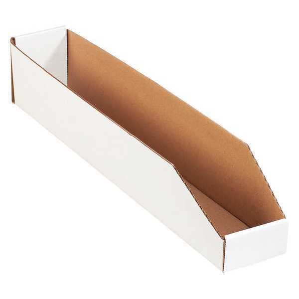 Open Top Storage Bin, White, 4 in L x 24 in W, 50 PK
