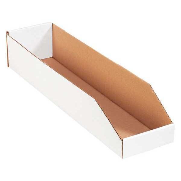 Open Top Storage Bin, White, 6 in L x 24 in W, 50 PK