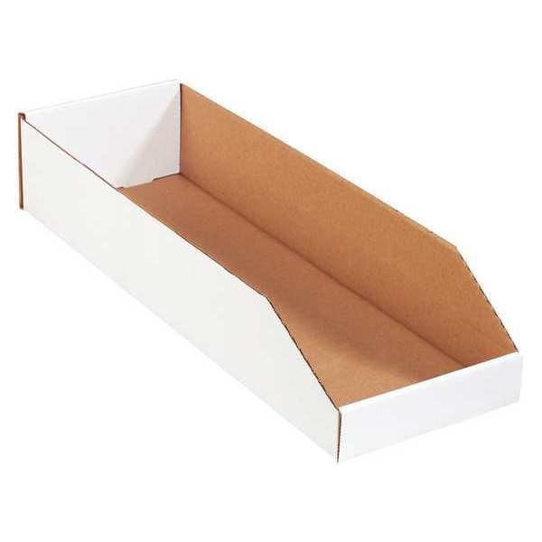 Open Top Storage Bin, White, 8 in L x 24 in W, 50 PK