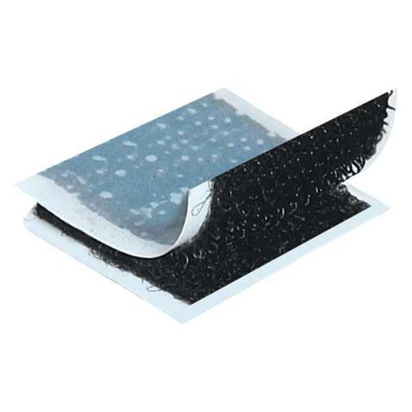 Reclosable Fastener Shape, Square, Acrylic Adhesive, 1 in, 1 in Wd, Black, 200 PK