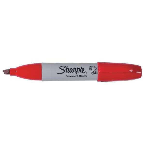 SharpieÂ® Chisel Tip Permanent Markers, Red, 12/Case