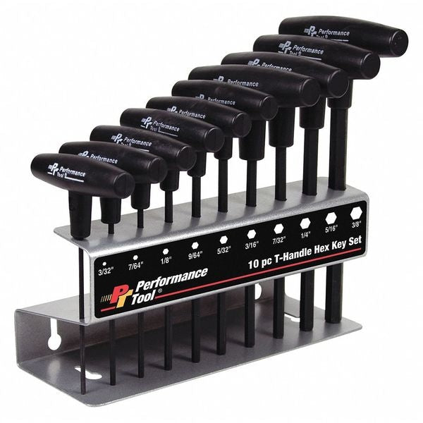 10 Piece SAE T-Shape Hex Key Set, W80274