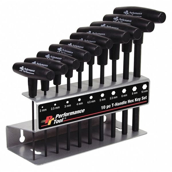 10 Piece Metric T-Shape Hex Key Set, W80275