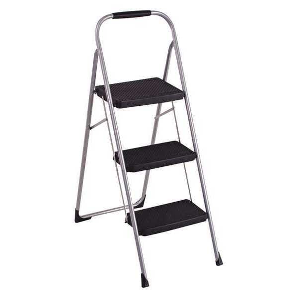 3 Steps, Folding Step Stool, 200 lb. Load Capacity, Platinum