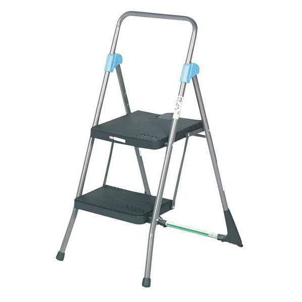 2 Steps, Folding Step Stool, 300 lb. Load Capacity, Gray