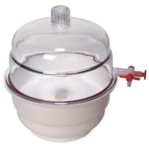 Desiccator, Vacuum, White Base, PP/PC, 12