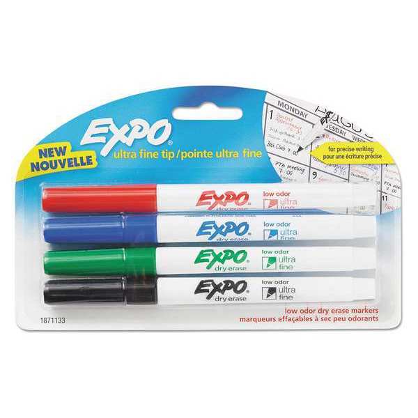 Marker, Expo, Ultra, Fine, Assorted, PK4