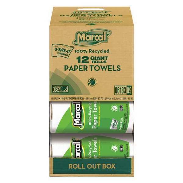 U-Size-It Perforated Roll Paper Towels, 2, 140, White