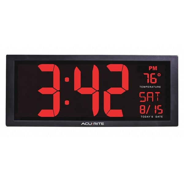 Digital Led Wall Clock, w/In Temp