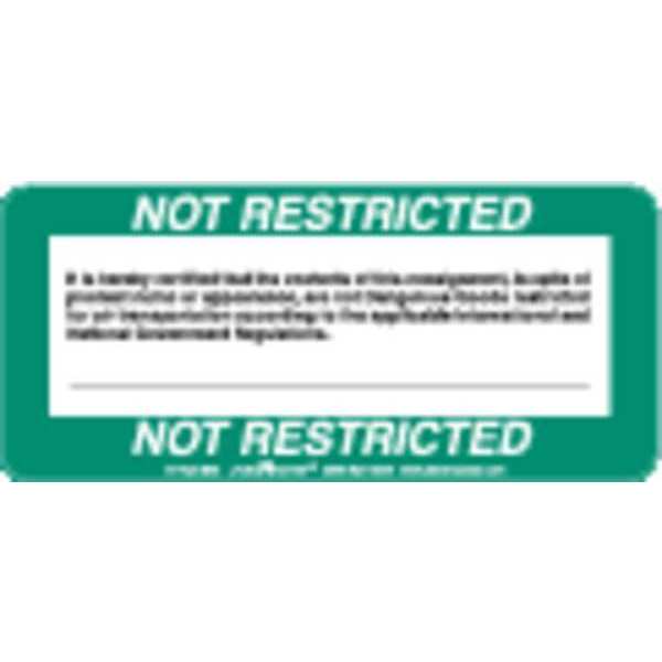 Not Restricted, Shipping Label, Pk500