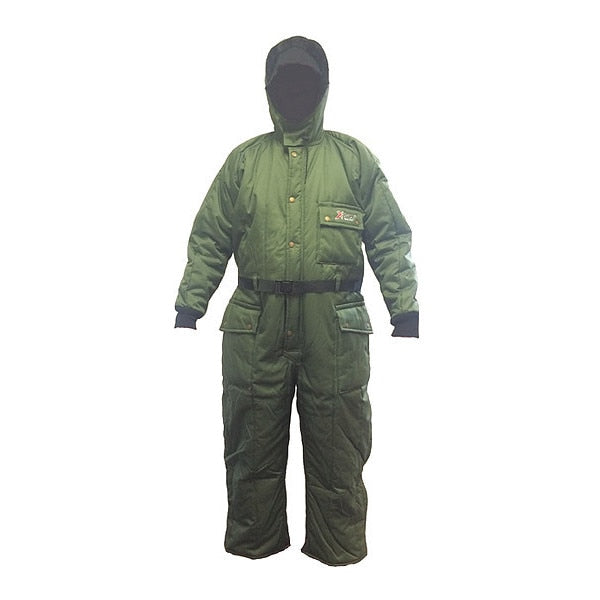 Heavy Duty Hooded Coverall, -50F, Green, M