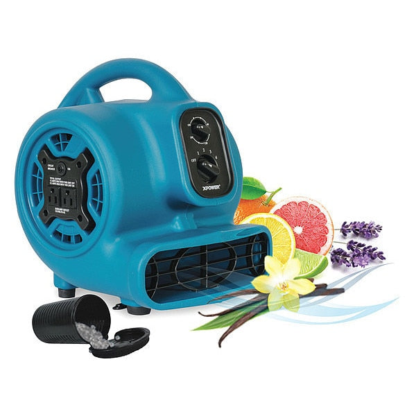 1/5 HP, 800 CFM, 2.3 Amps, 4 Speeds Scented Mini Mighty Air Mover with Power Outlets, 3-Hour Timer and Refillable Scent Cartridge