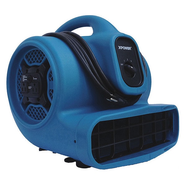 1/4 HP, 1600 CFM, 3 Amps, 4 Positions, 3 Speeds Air Mover with Power Outlets for Daisy Chain