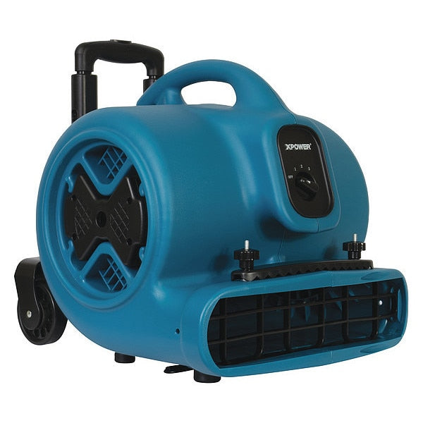 1/2 HP, 2800 CFM, 5 Amps, 3 Positions, 3 Speeds Air Mover with Telescopic Handle, Wheels, Carpet Clamp