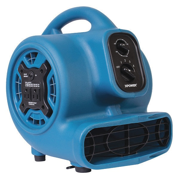1/4 HP, 925 CFM, 2.3 Amps, 4 Positions, 3 Speeds Mini Mighty Air Mover with Power Outlets and 3-Hour Timer