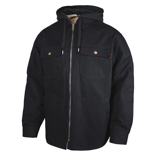 Duck Shirt, Sherpa-Lined, Hood, S, Black