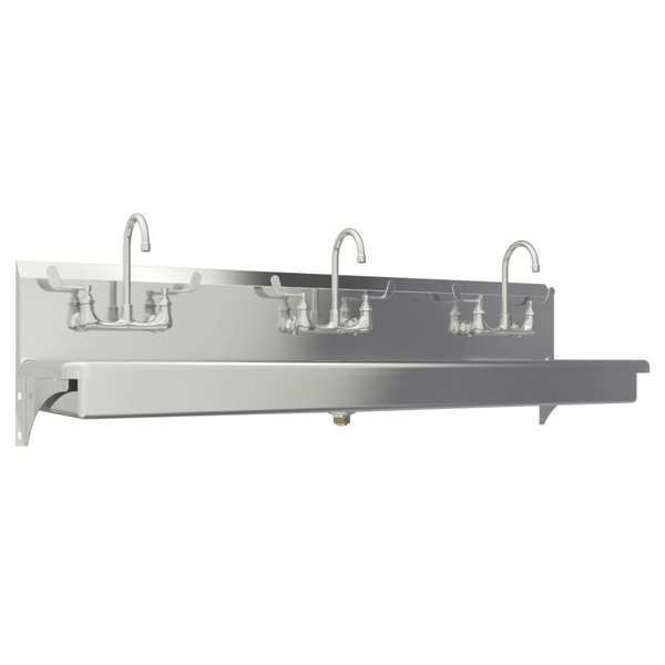 Wall Mount, 6 Hole, Manual, Stainless, Wash Station