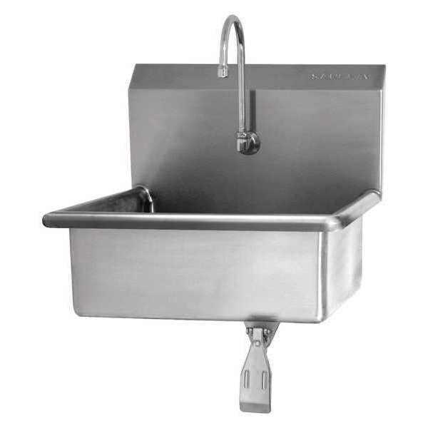 Wall Mount, 1 Hole, Single Knee Pedal, Stainless, Hand Sink