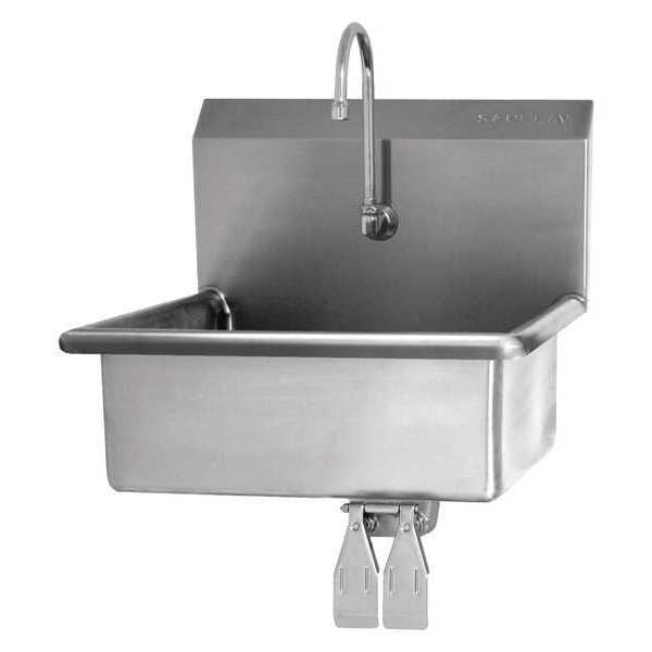 Wall Mount, 1 Hole, Double Knee Pedal, Stainless, Hand Sink