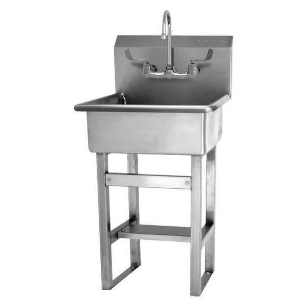 Floor Mount, 2 Hole, 8 OC Faucet, Stainless, Hand Sink