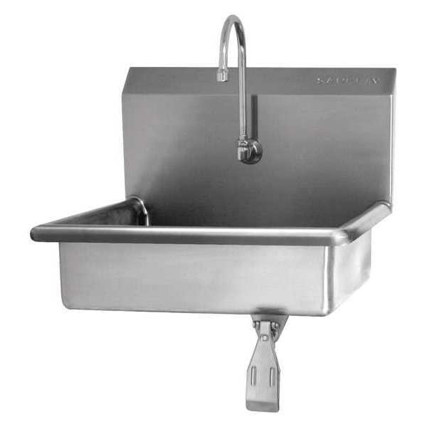 Wall Mount, 1 Hole, Single Knee Pedal, Stainless, Hand Sink