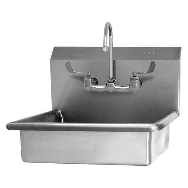 Wall Mount, 2 Hole, 8 OC Faucet, Stainless, Hand Sink