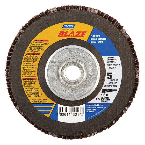 Flap Disc, Medium, 60 Grit, 5