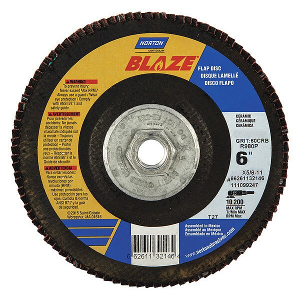 Flap Disc, Coarse, 40 Grit, 6