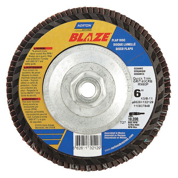Flap Disc, Medium, 80 Grit, 6