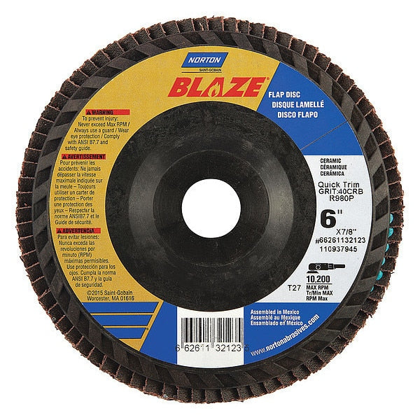 Flap Disc, Coarse, 40 Grit, 6