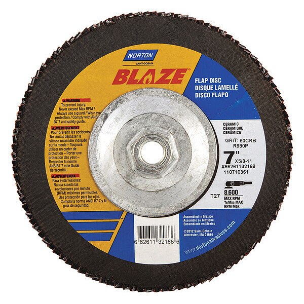 Flap Disc, Medium, 60 Grit, 7