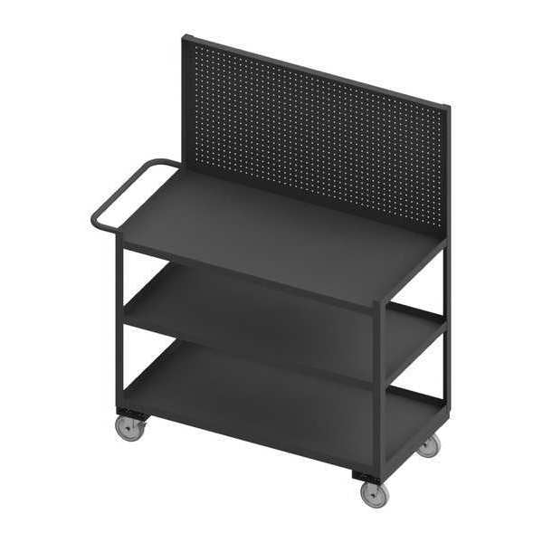 Mobile Workstation, 3 Shelves, Pegboard Panel, Lips Up, 24-1/4X54-1/4X64-1/8