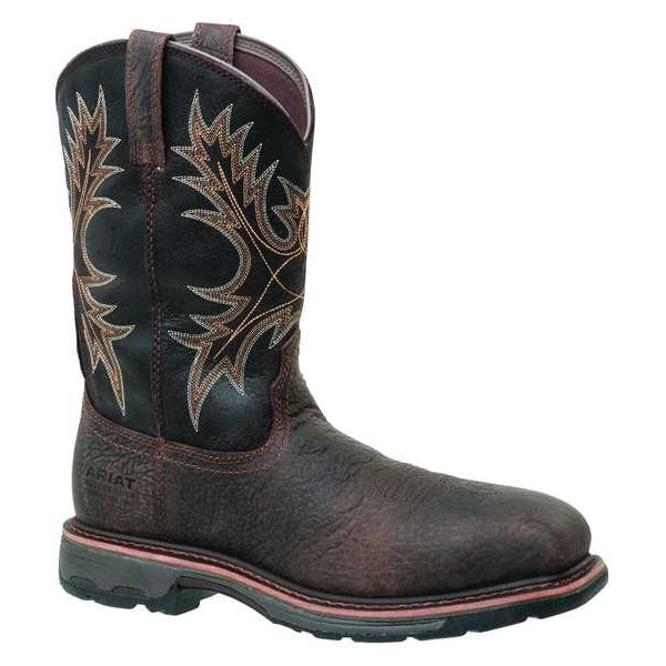 Size 10-1/2 EE Men's Western Boot Composite Work Boot, Bruin Brown
