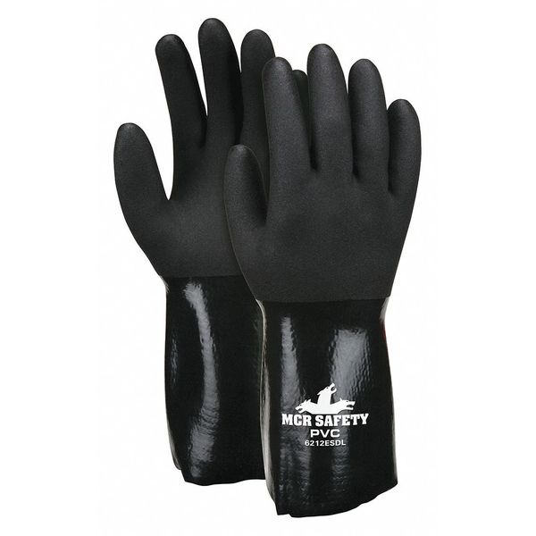 PVC Coated Gloves, 3/4 Dip Coverage, Black, PR