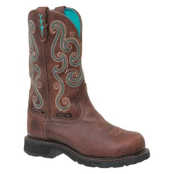 Size 10 Women's Western Boot Steel Work Boot, Brown