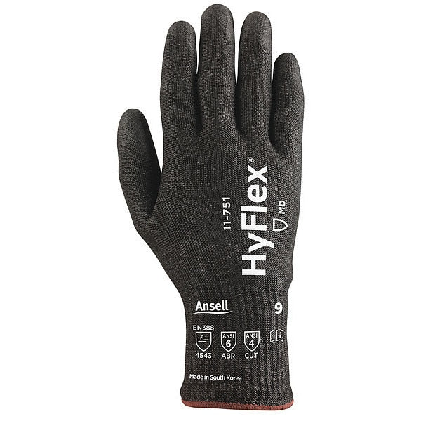 Cut Resistant Coated Gloves, A4 Cut Level, Polyurethane, 7, 1 PR